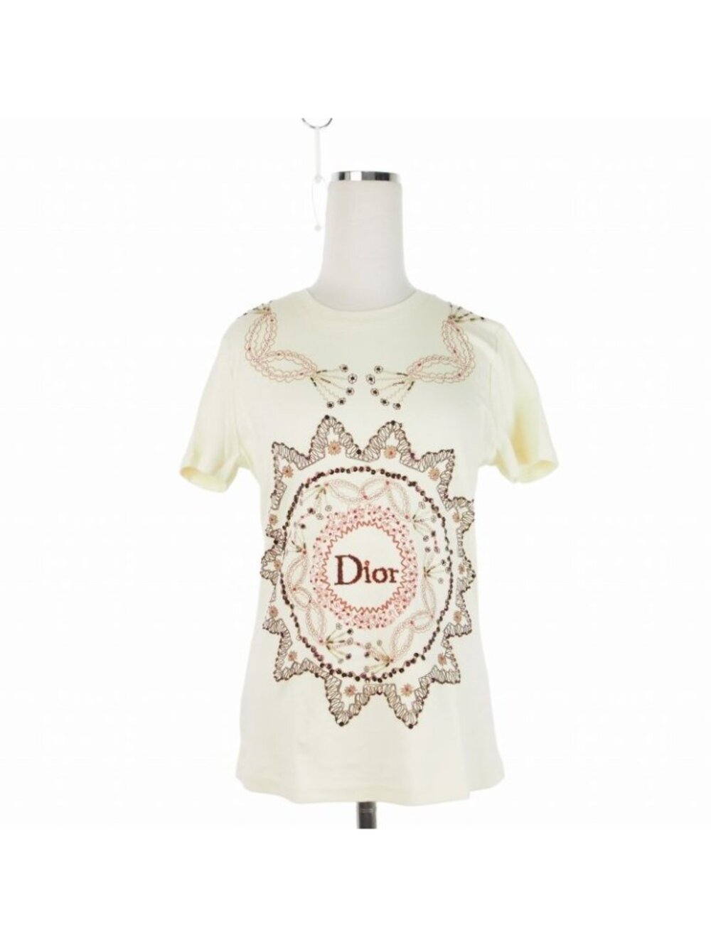 Dior Galliano Era Sequin Embroidery T-Shirt Short Sleeve White